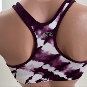 PINK Victoria's Secret Purple and White Racerback Sports Bra